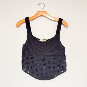 Black Crochet Tank Top Sleeveless Crop Rebellion